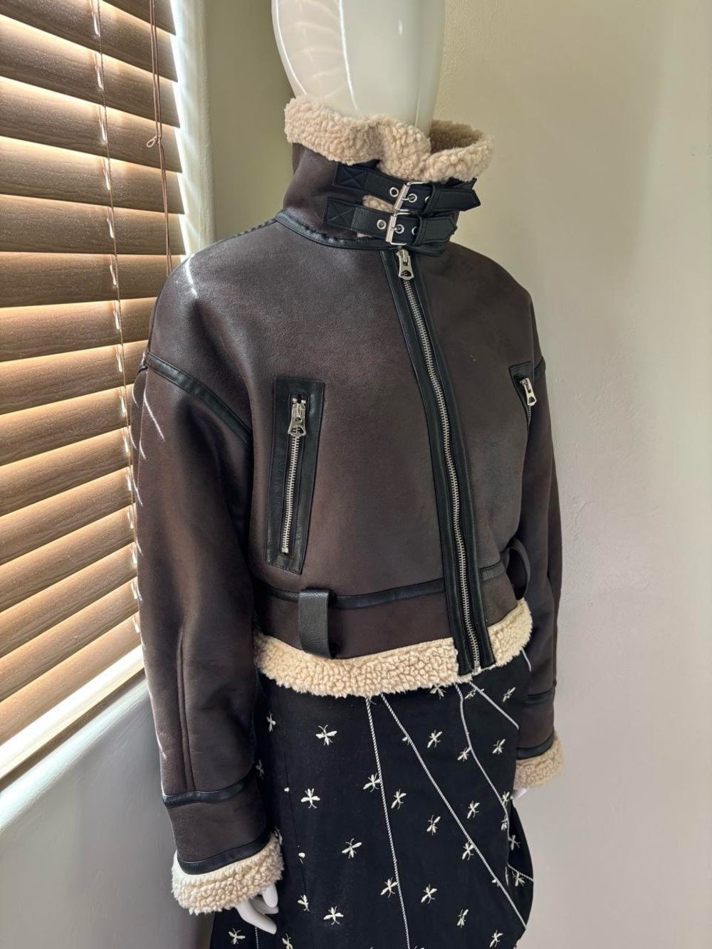 Zara Double-Faced Short Jacket, Dark Brown - Picture 6 of 8